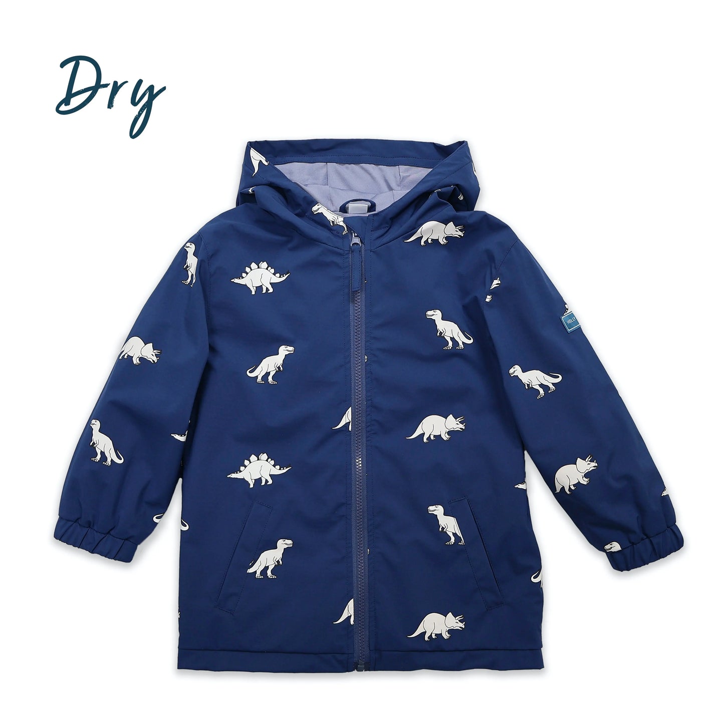 Navy Blue Dinosaur Colour Changing Raincoat Hollyandbeauu