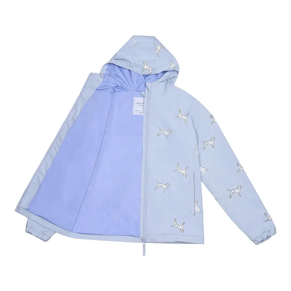 Holly and Beau womens colour changing raincoat dalmatian design lining recycled polyester