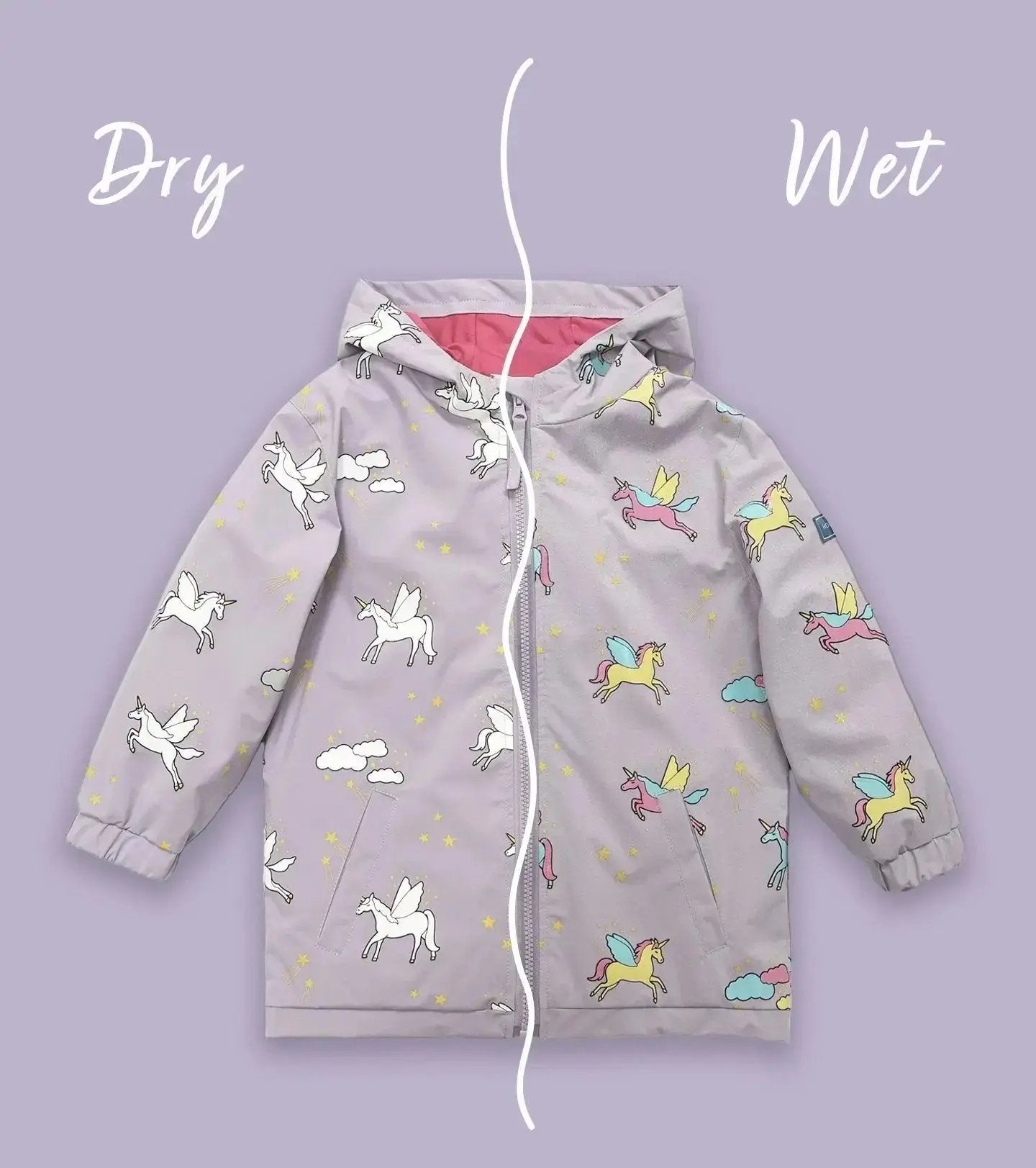 Purple Unicorn Colour Changing Raincoat Hollyandbeauu