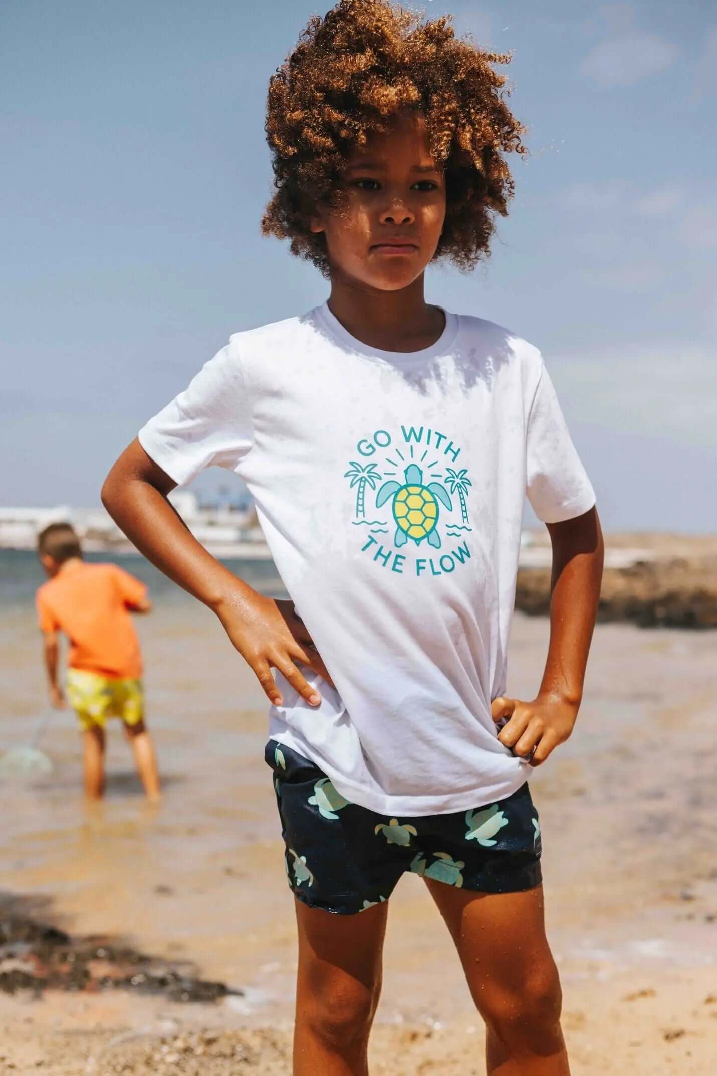 Organic Cotton T-Shirt White Turtle Hollyandbeauu