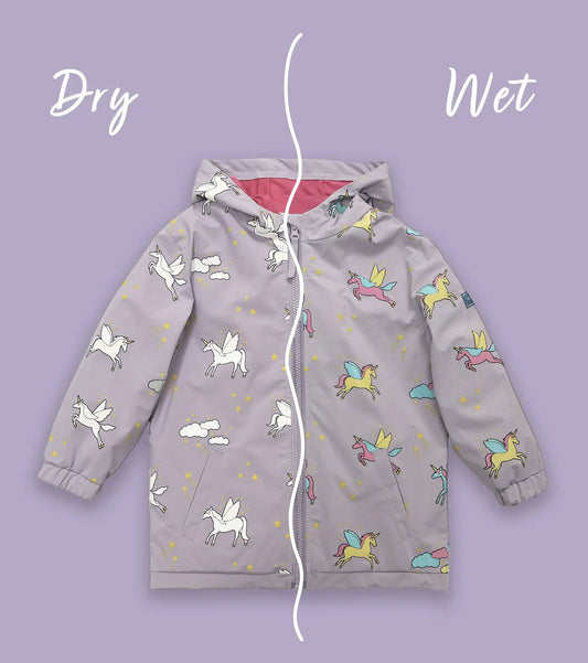 Purple Unicorn Colour Changing Raincoat Hollyandbeauu