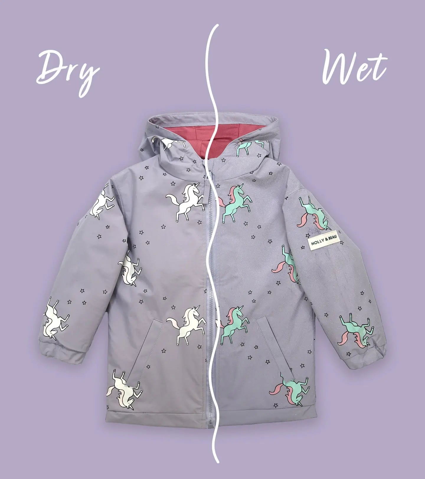 Unicorn Colour Changing Raincoat Hollyandbeauu