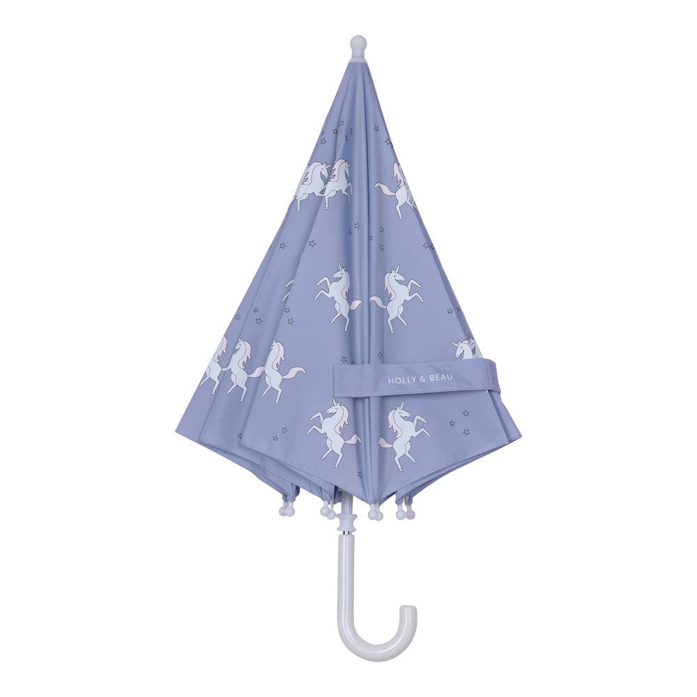 Holly and Beau unicorn kids colour changing umbrella. Kids stick colour changing umbrella. 