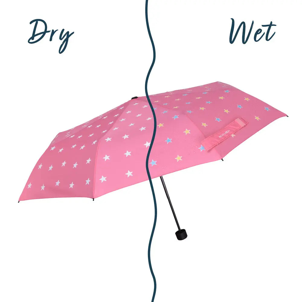 Womens Pink Star Colour Changing Umbrella Hollyandbeauu