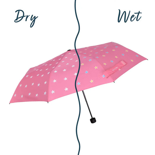 Womens Pink Star Colour Changing Umbrella Hollyandbeauu