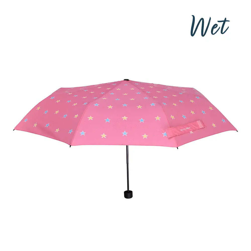 Womens Pink Star Colour Changing Umbrella Hollyandbeauu