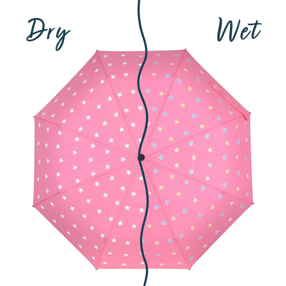 Womens Pink Star Colour Changing Umbrella Hollyandbeauu